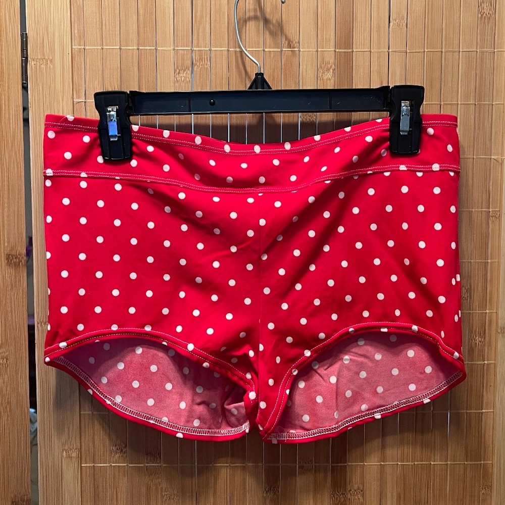 Red polka dot swim boyshorts